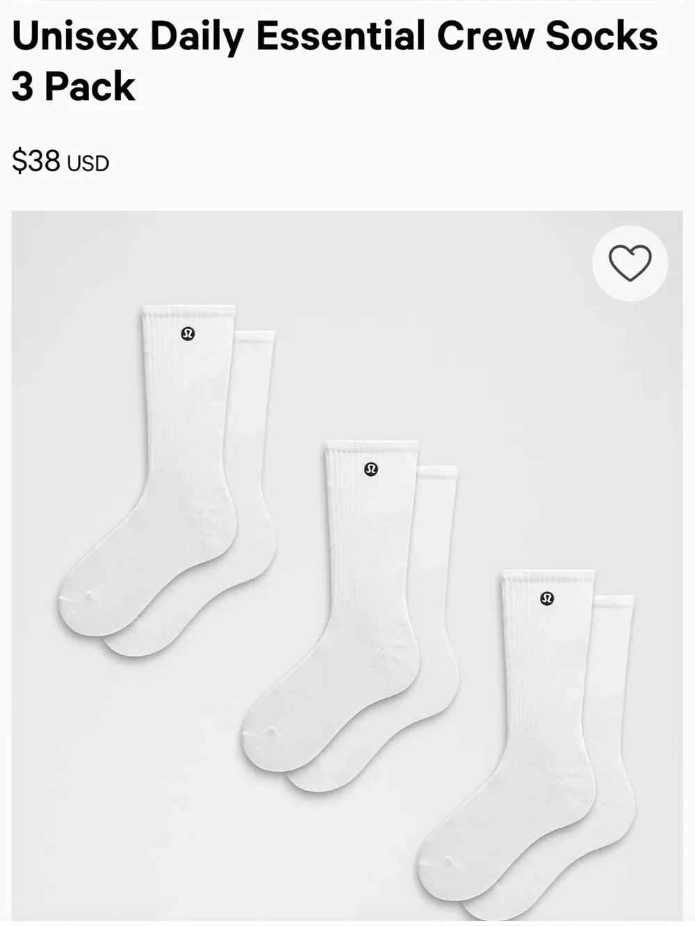 lululemon athletica Daily Crew Socks - 2 White & Black 3-Pack Each) UNISEX